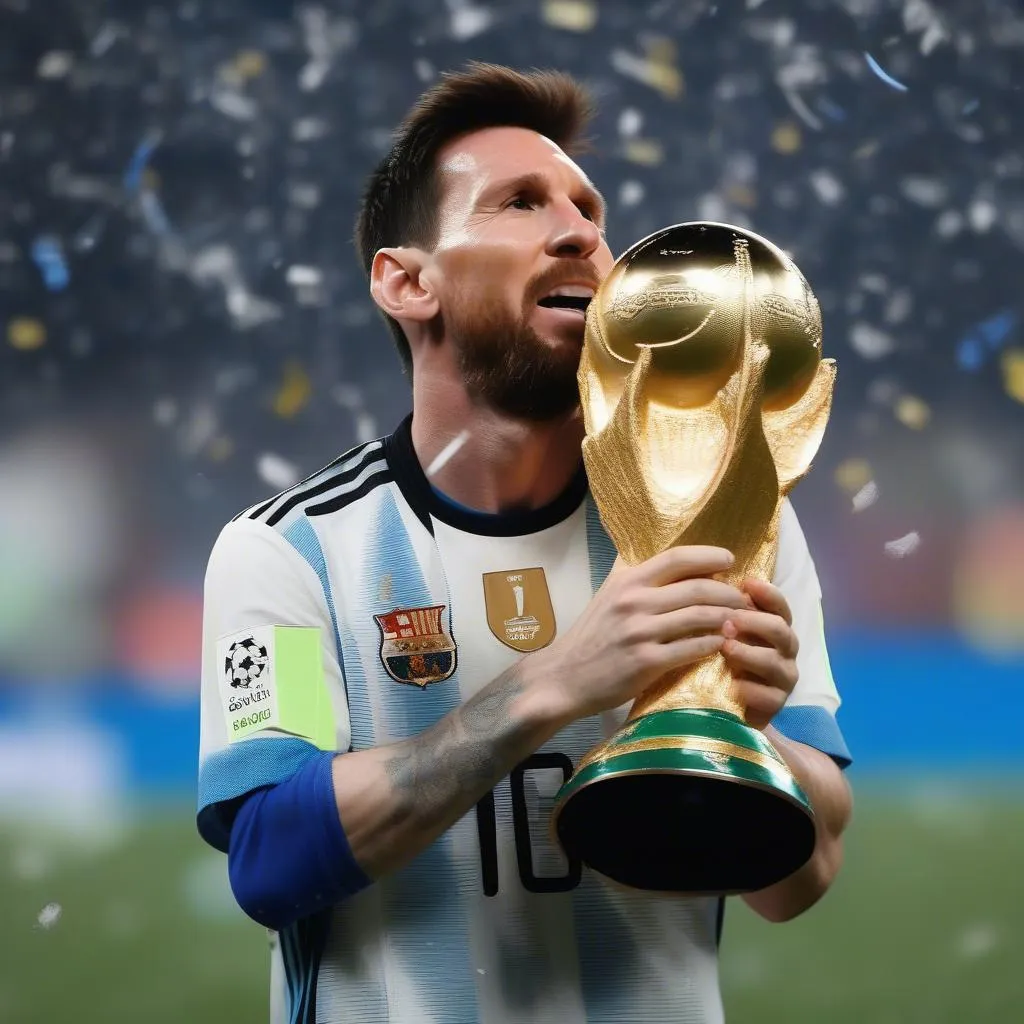 Messi nâng cao cúp vàng World Cup