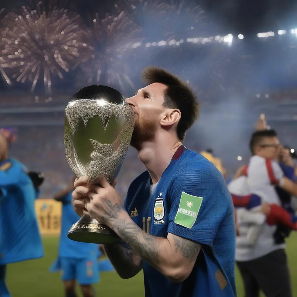 Messi ăn mừng chiến thắng Copa America