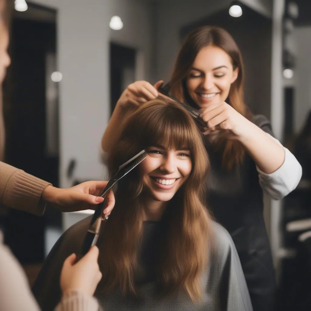 Messy bangs haircut: Kiểu tóc mái lộn xộn phù hợp với khuôn mặt tròn