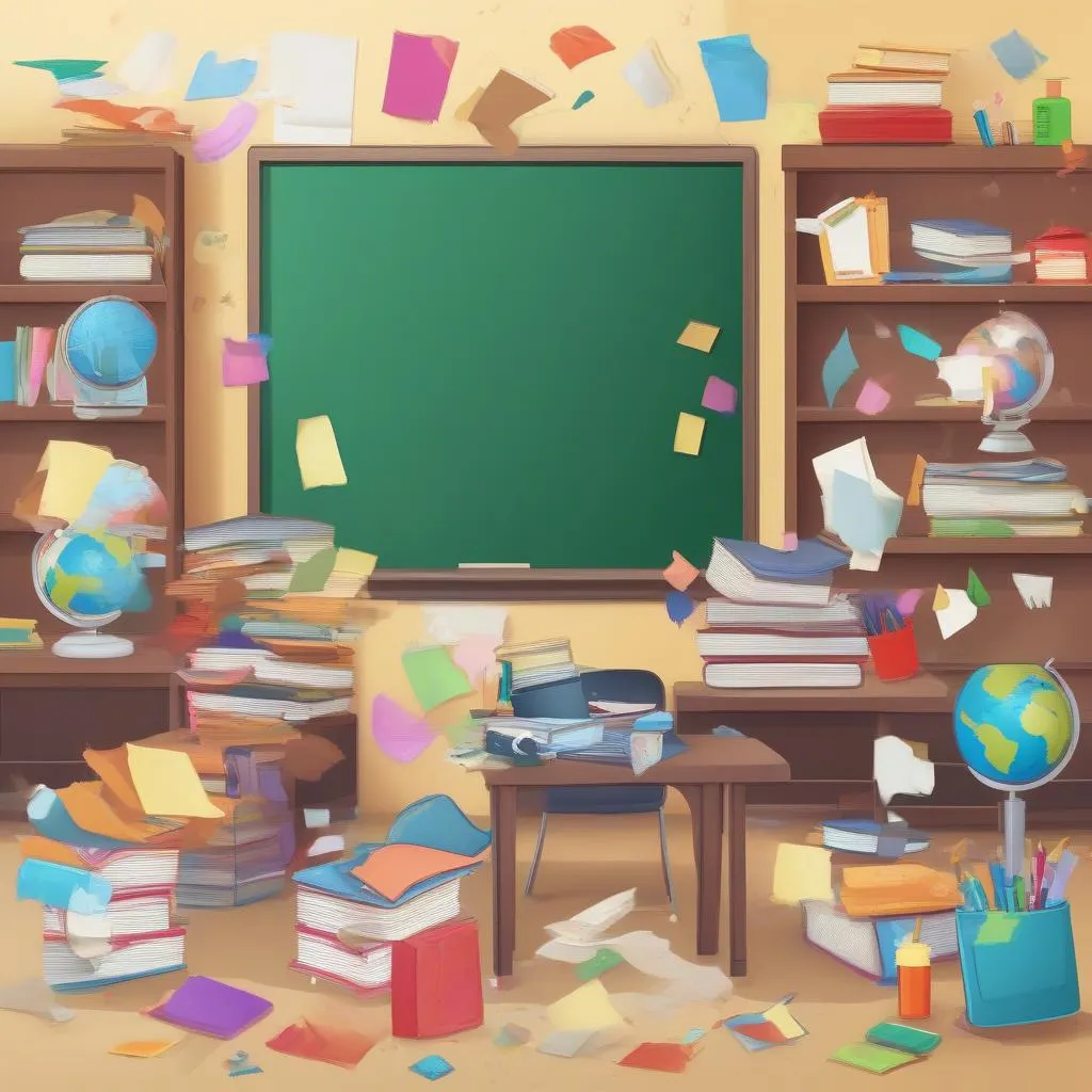 Hình minh họa trang trí lớp học bằng &quot;Messy Classroom Clipart&quot;