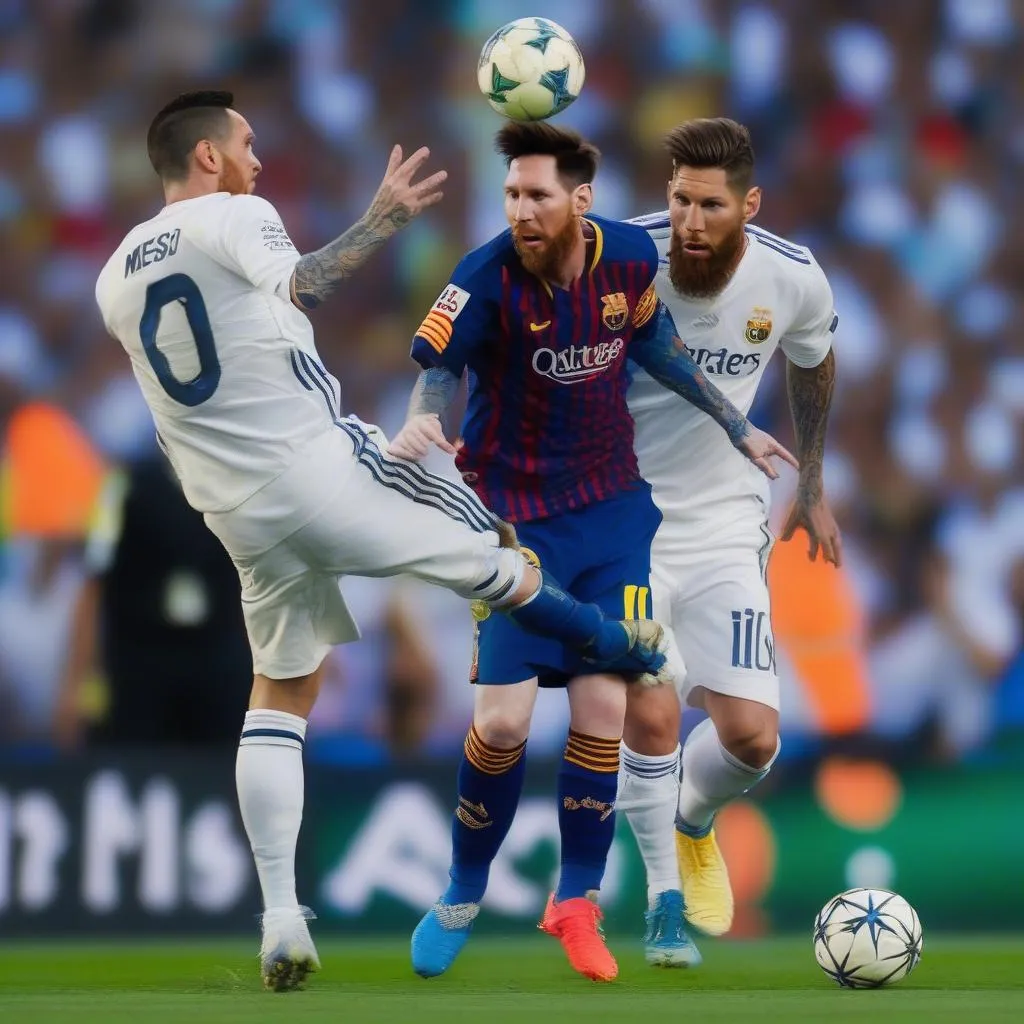 Lionel Messi và Sergio Ramos trong một trận El Clasico đầy kịch tính