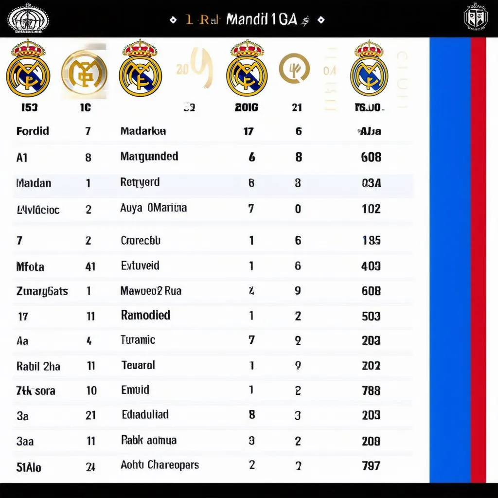 Real Madrid trong BXH La Liga