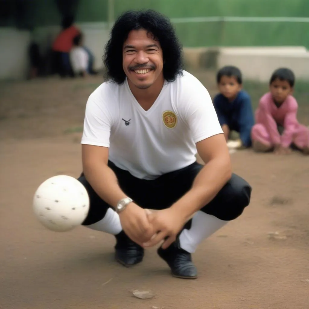 Rene Higuita làm từ thiện cho trẻ em có hoàn cảnh khó khăn