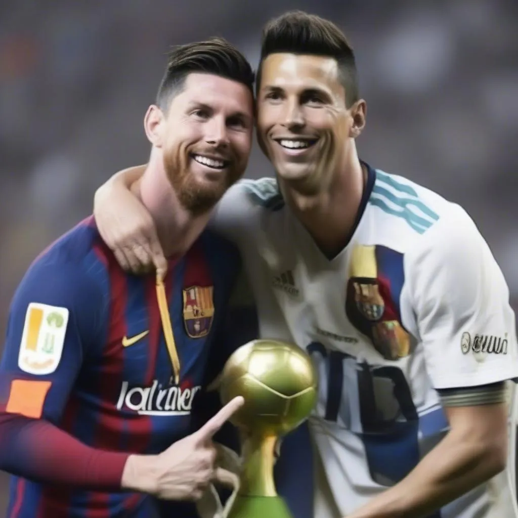 Ronaldo chúc mừng Messi