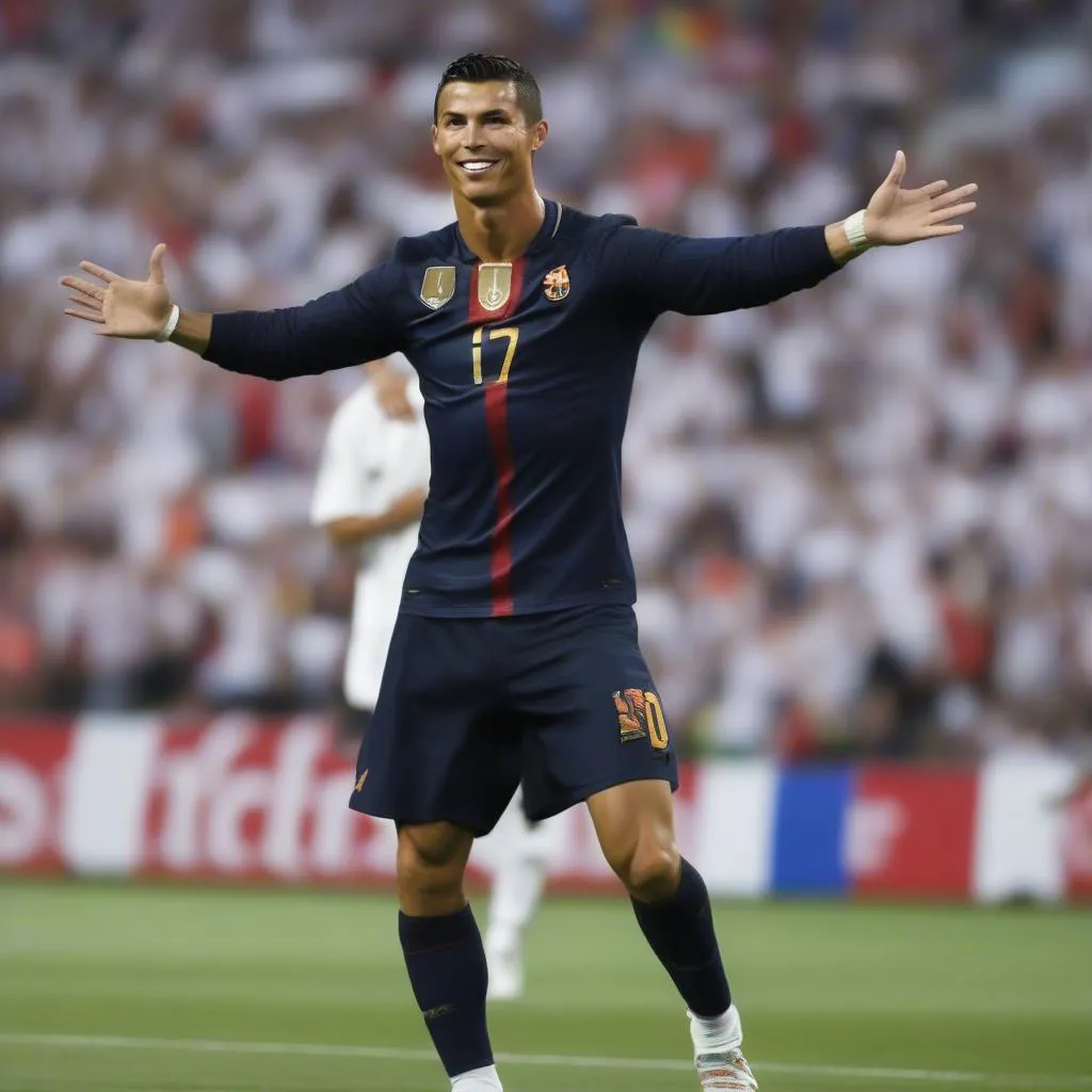 Ronaldo cởi áo ăn mừng bàn thắng theo phong cách Messi