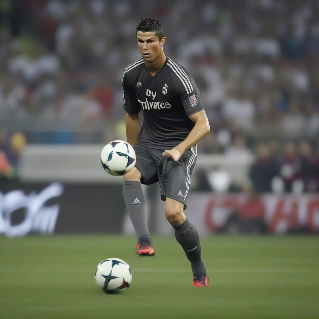 Cristiano Ronaldo dẫn bóng với sức mạnh và tốc độ