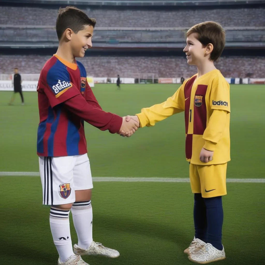 Cristiano Ronaldo Jr. gặp gỡ Messi