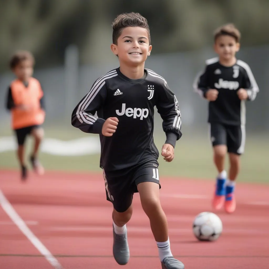 Cristiano Ronaldo Jr. tập luyện