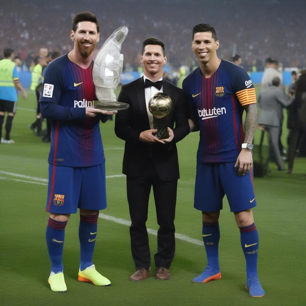 Ronaldo và Messi cùng nhận giải thưởng