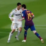 Ronaldo và Messi trong màu áo Real Madrid và Barcelona