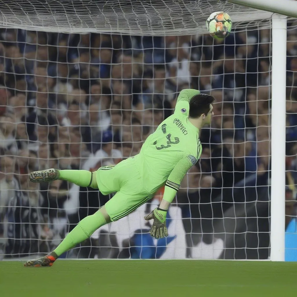 Courtois cản phá thành công một cú sút penalty