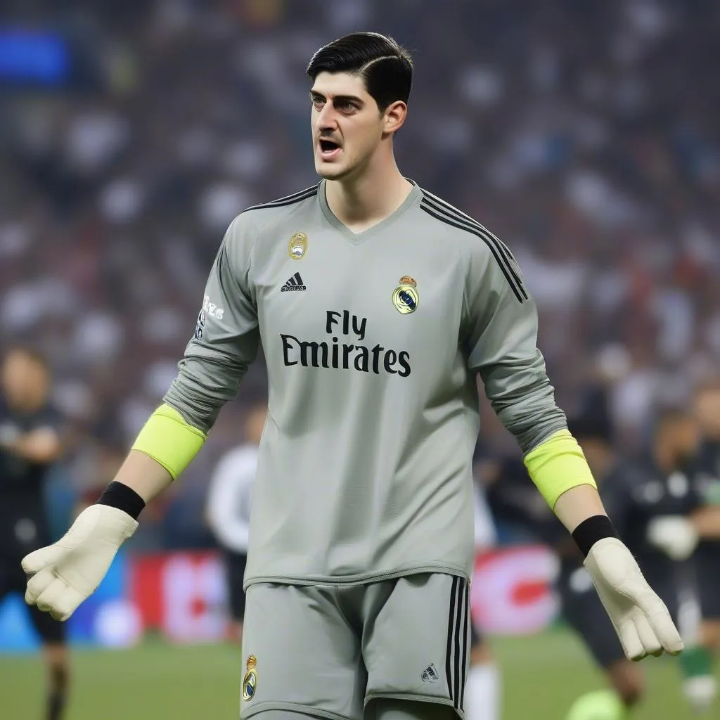 Thibaut Courtois, thủ môn Real Madrid, được biết đến với khả năng cản phá xuất sắc và sự bình tĩnh đáng nể