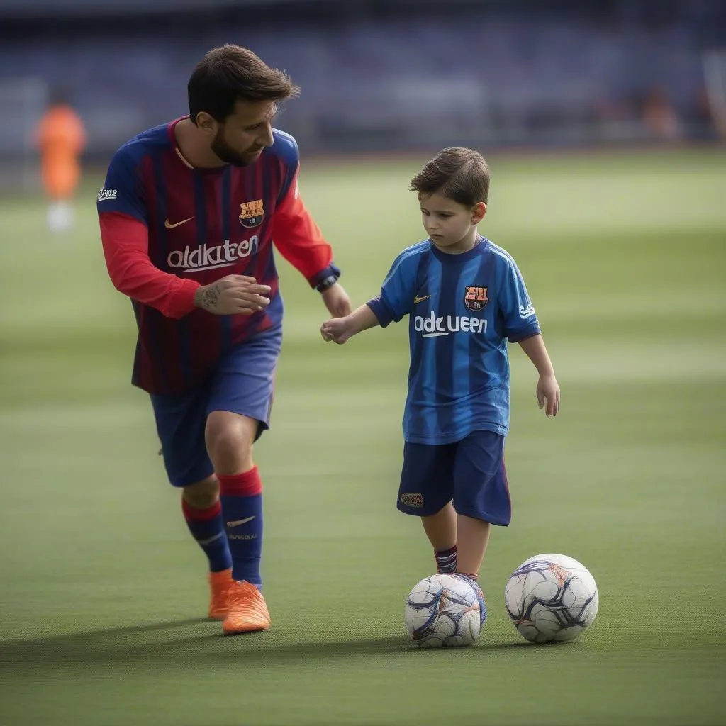 Thiago Messi thi đấu cùng cha mình Lionel Messi