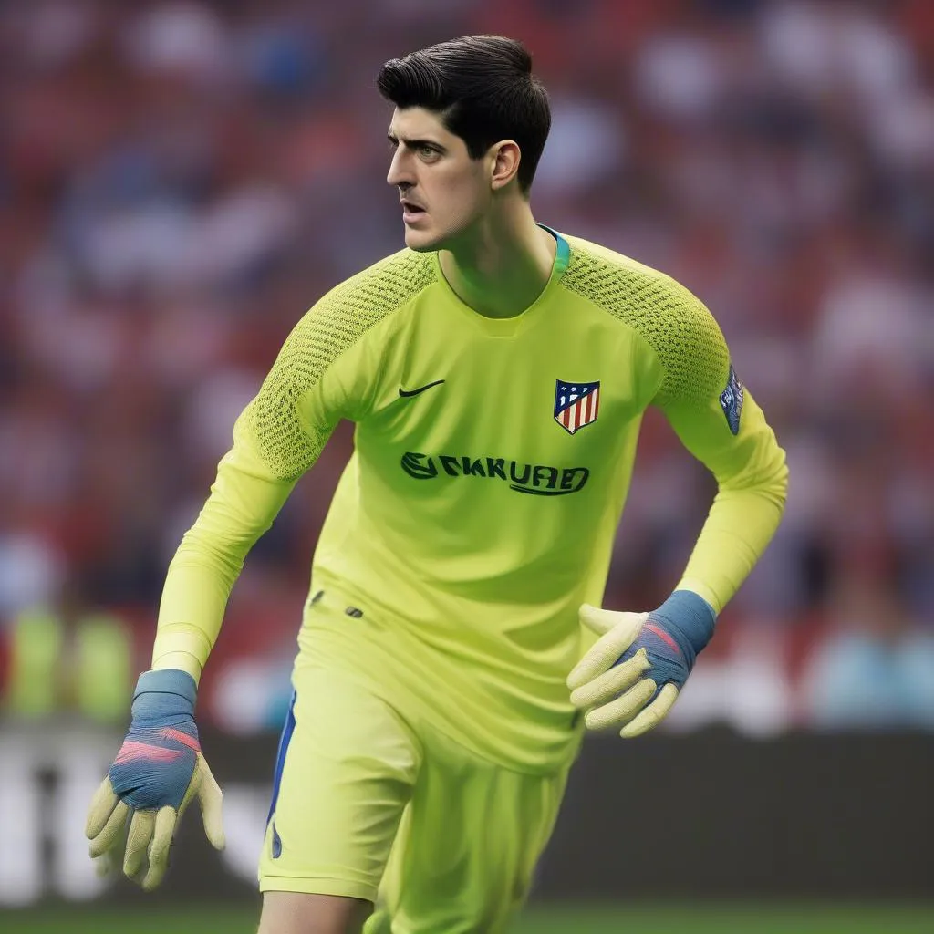 Thibaut Courtois, thủ môn tài năng của Atletico Madrid, đang thi đấu trên sân