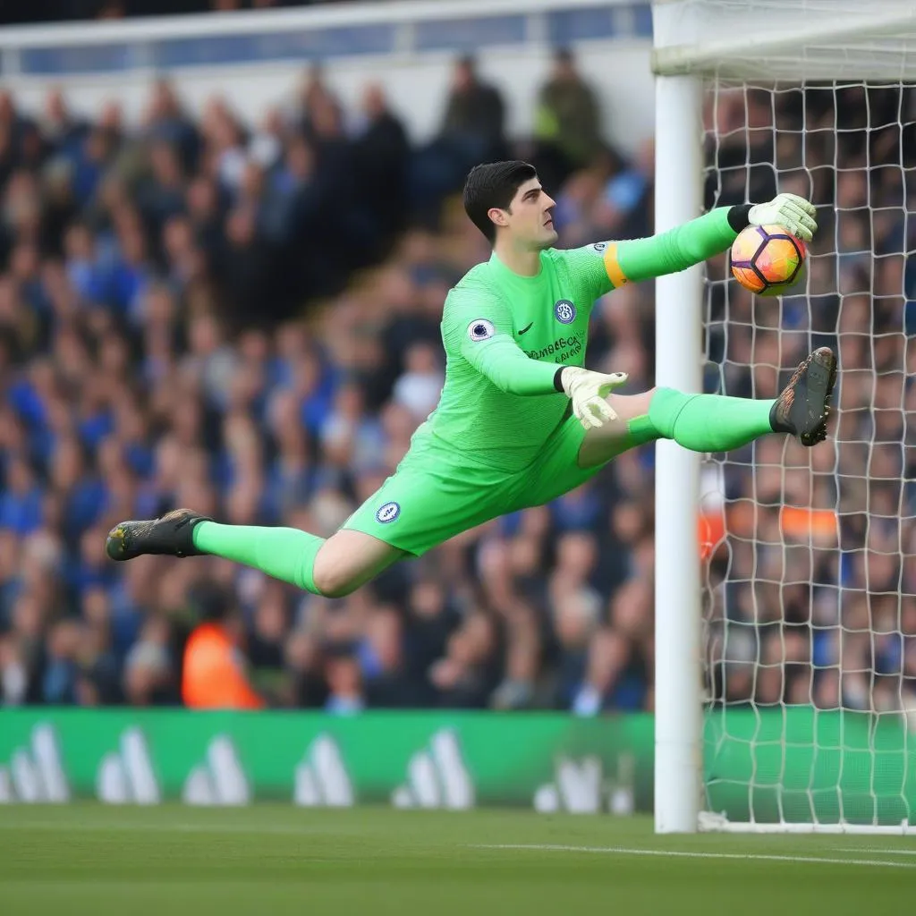 Thibaut Courtois, thủ môn của Chelsea, cho thấy sự trưởng thành vượt bậc trong năm 2017