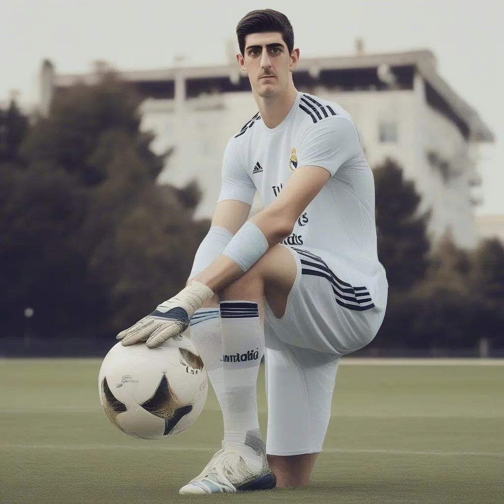 Thibaut Courtois, thủ môn của Real Madrid, với chiều cao 1m99