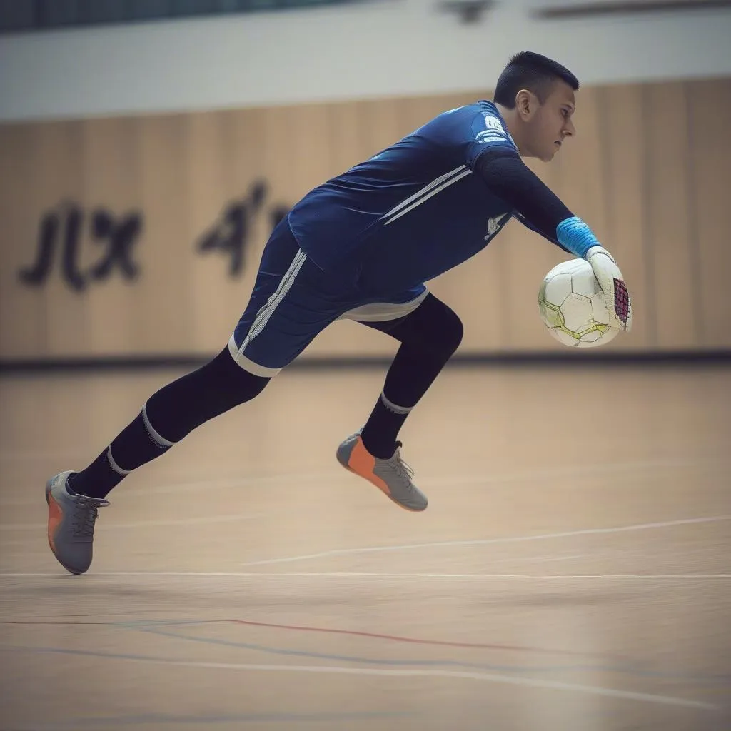 thủ môn futsal bắt bóng