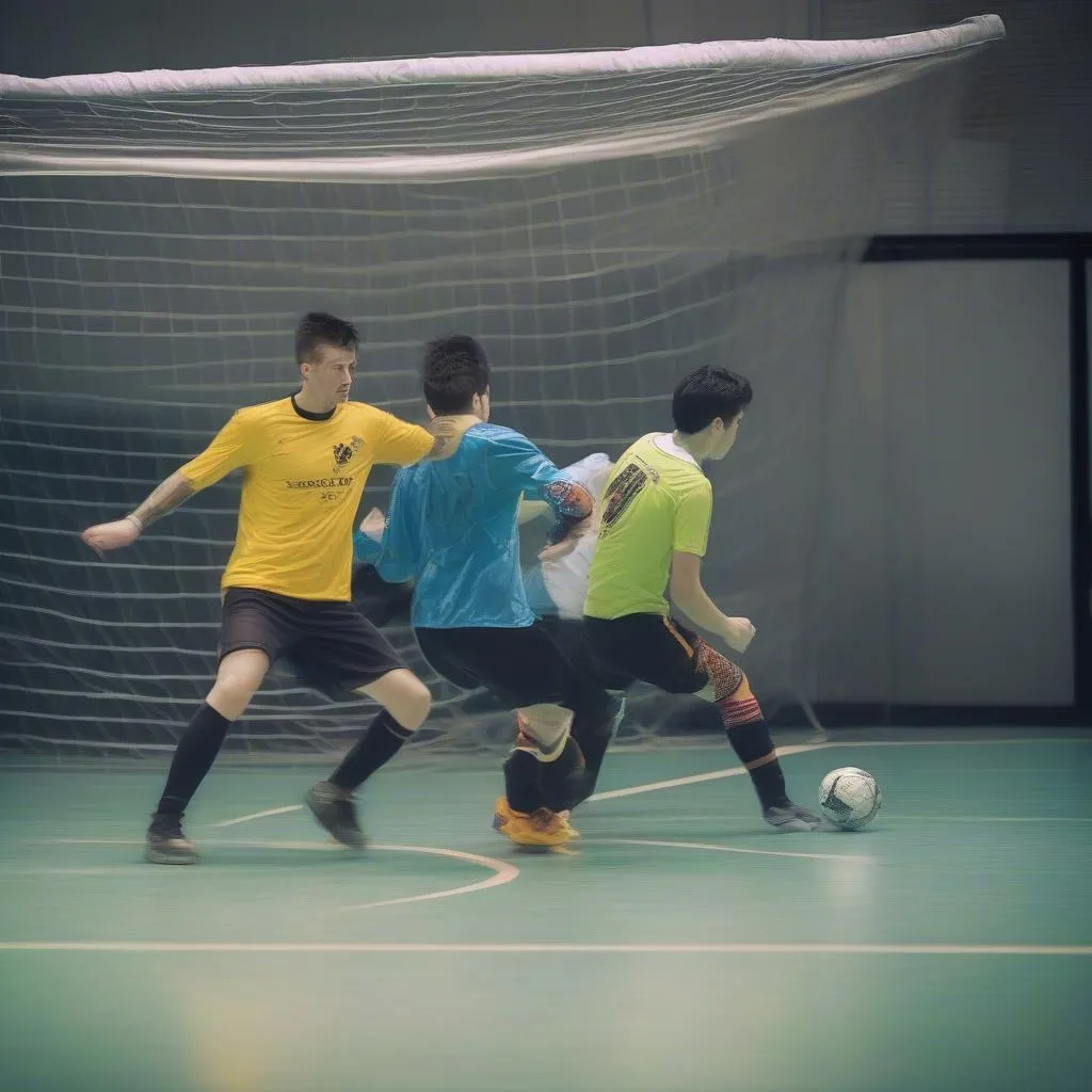 Thủ môn futsal đang phát động tấn công