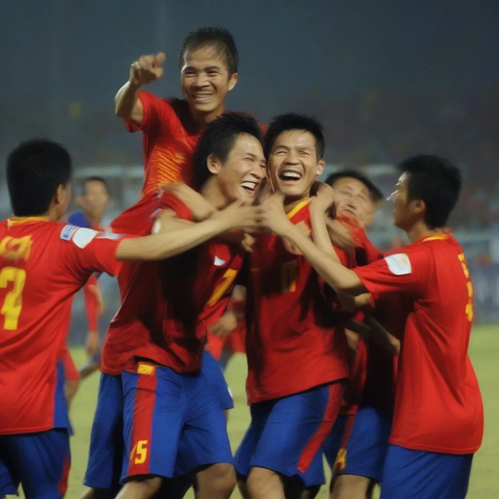 Hình ảnh thủ môn Phạm Văn Tiến trong trận chung kết AFF Cup 2008