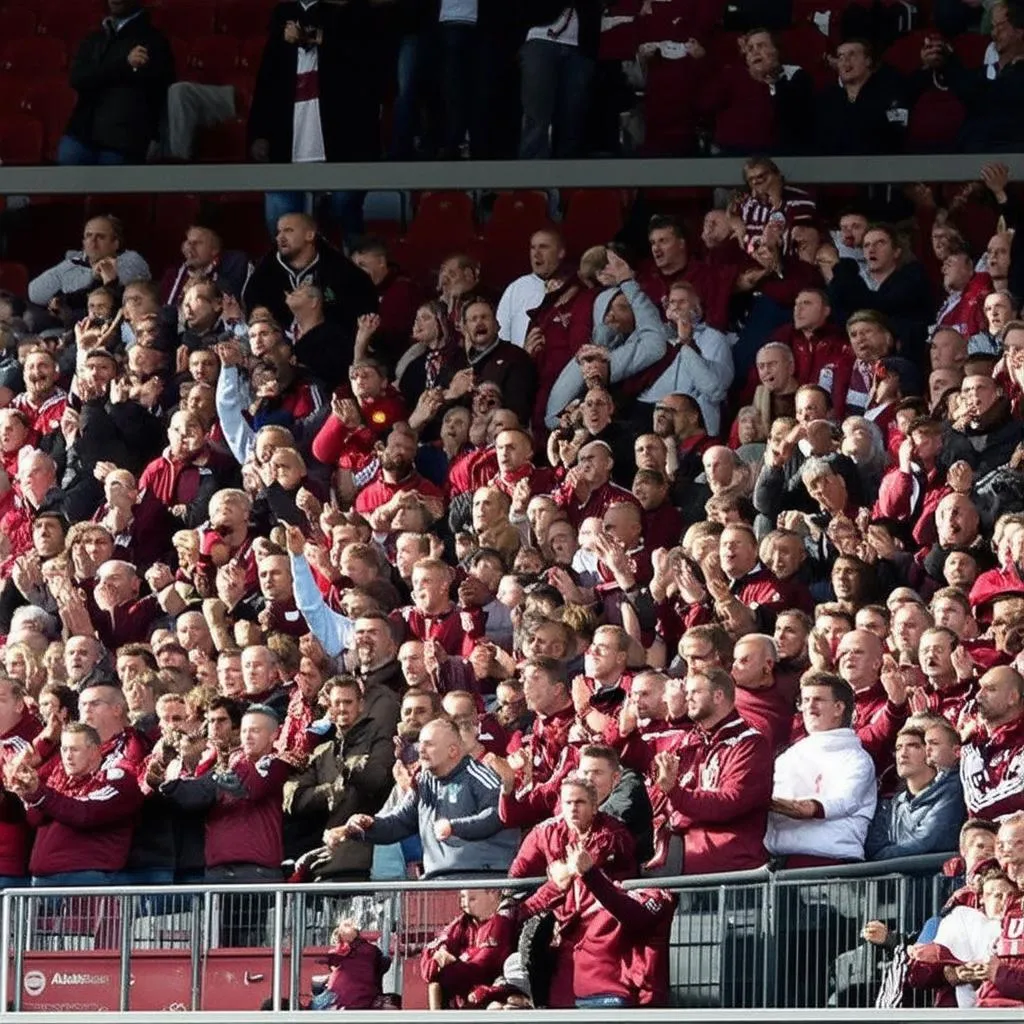 Cổ động viên hai đội trên khán đài sân vận động Olimpico Grande Torino