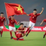 Cầu thủ U21 Việt Nam ăn mừng bàn thắng