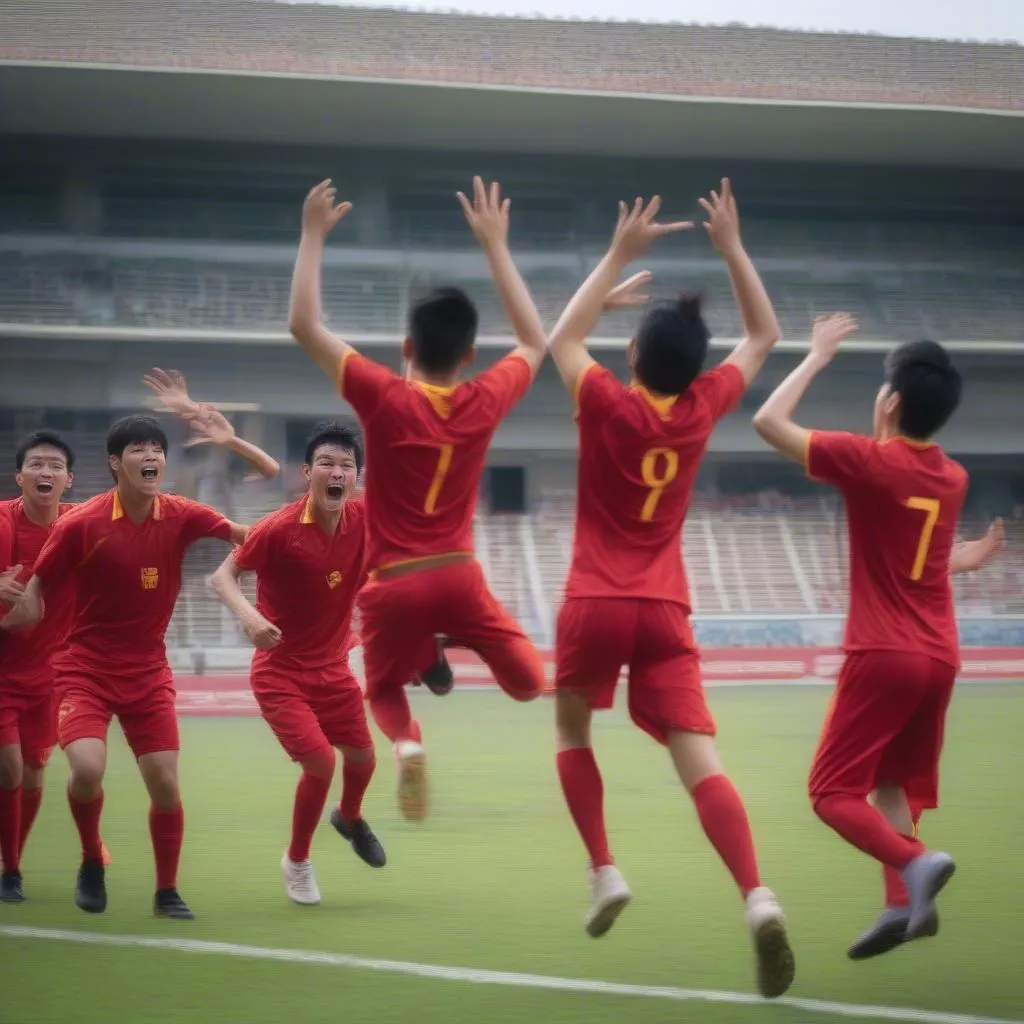 U22 Vietnam players celebrating victory