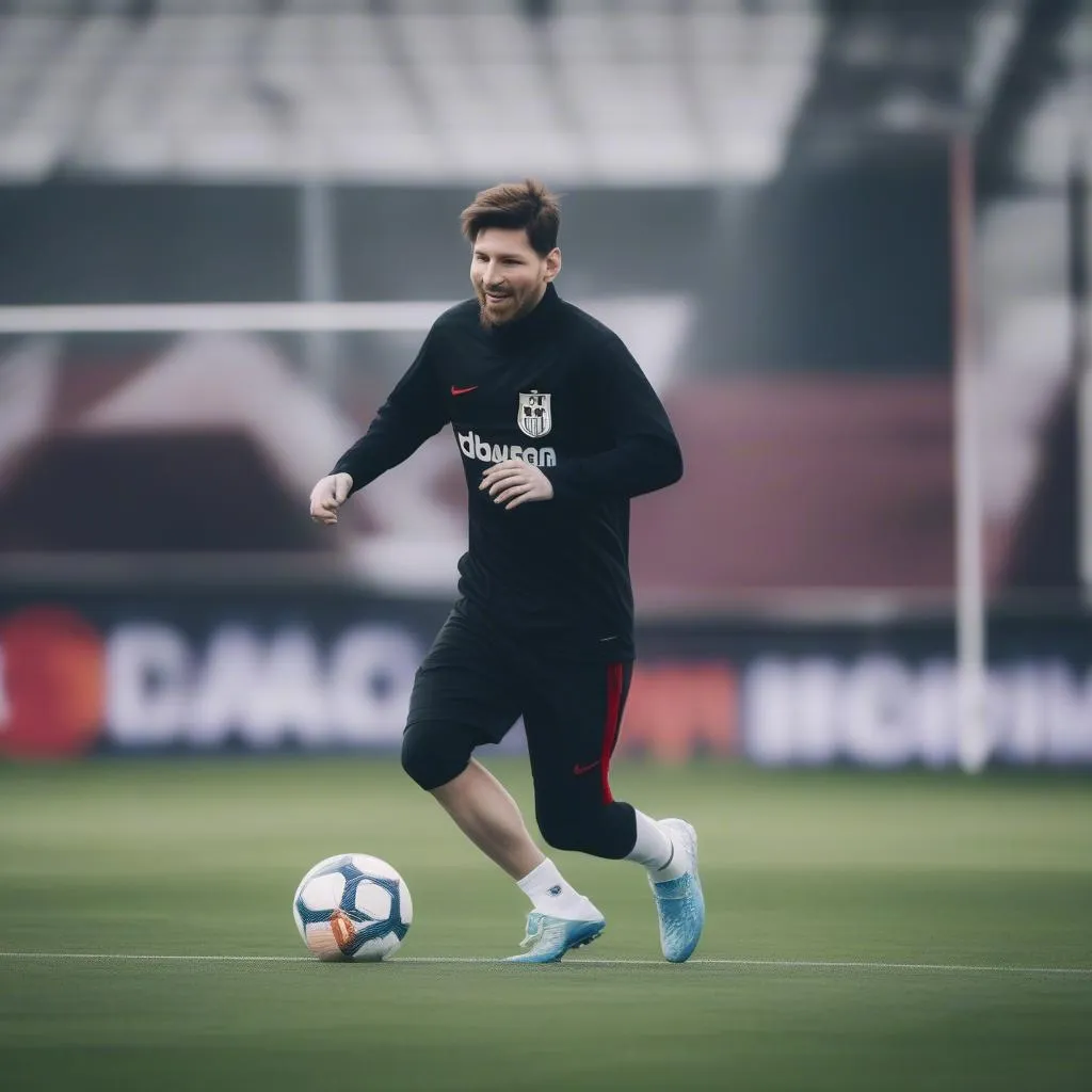 Vietto Messi luyện tập bóng đá tại sân tập