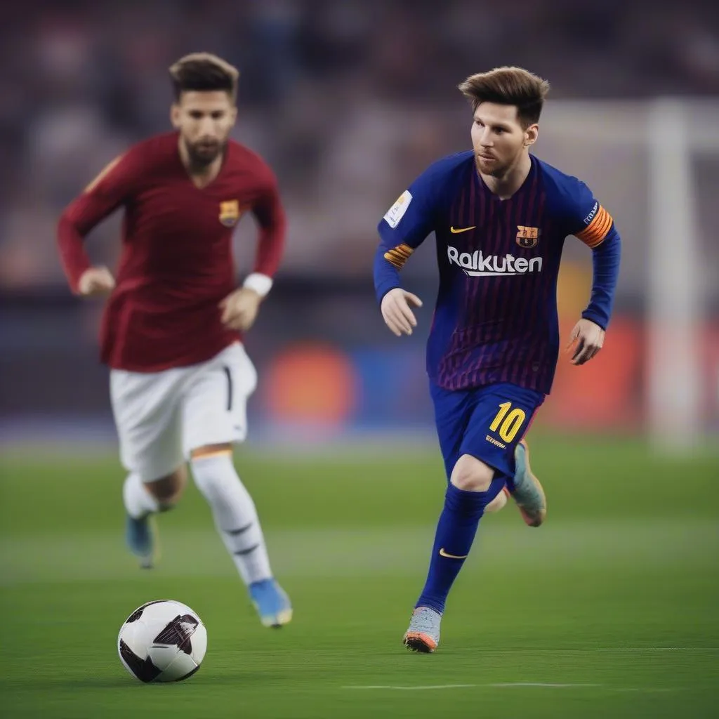 Vietto Messi thi đấu trong một trận đấu bóng đá