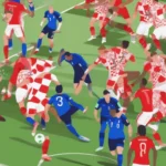 Hình ảnh minh họa cho trận chung kết World Cup 2018 giữa Pháp và Croatia, phản ánh lối chơi đầy bất ngờ của Croatia