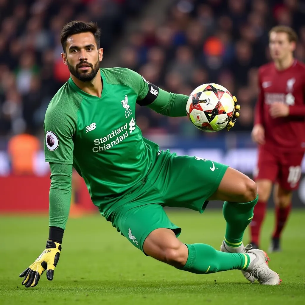 Alisson Becker cản phá cú sút