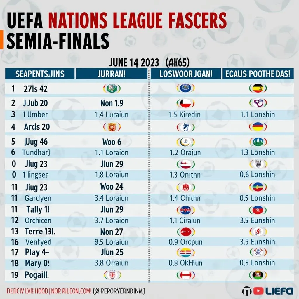 Lịch thi đấu bán kết UEFA Nations League 2023