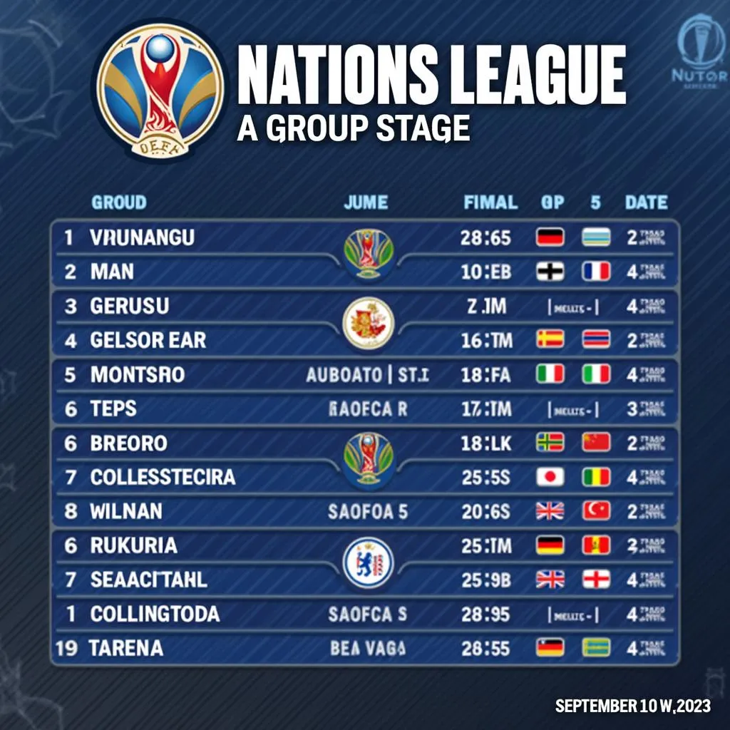 Lịch thi đấu bảng A UEFA Nations League 2023