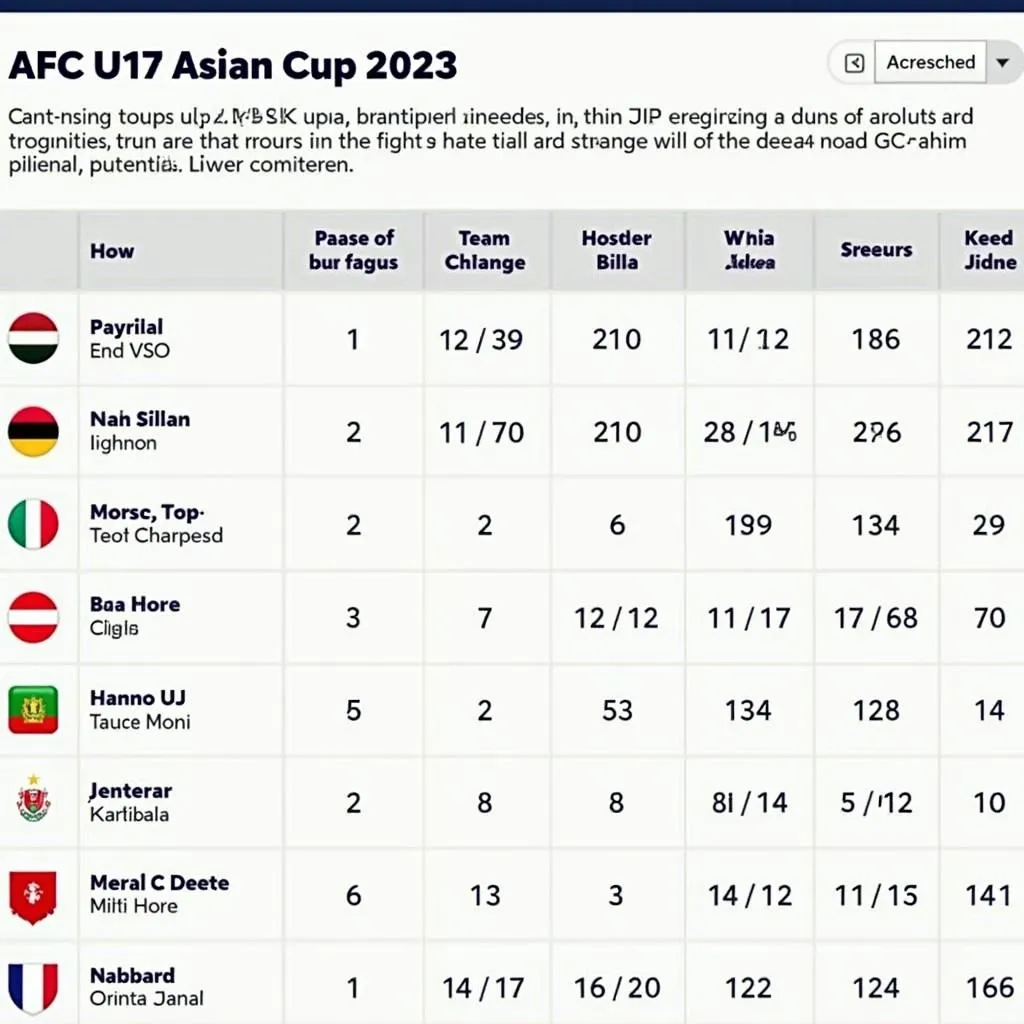 Bảng đấu U17 Châu Á 2023