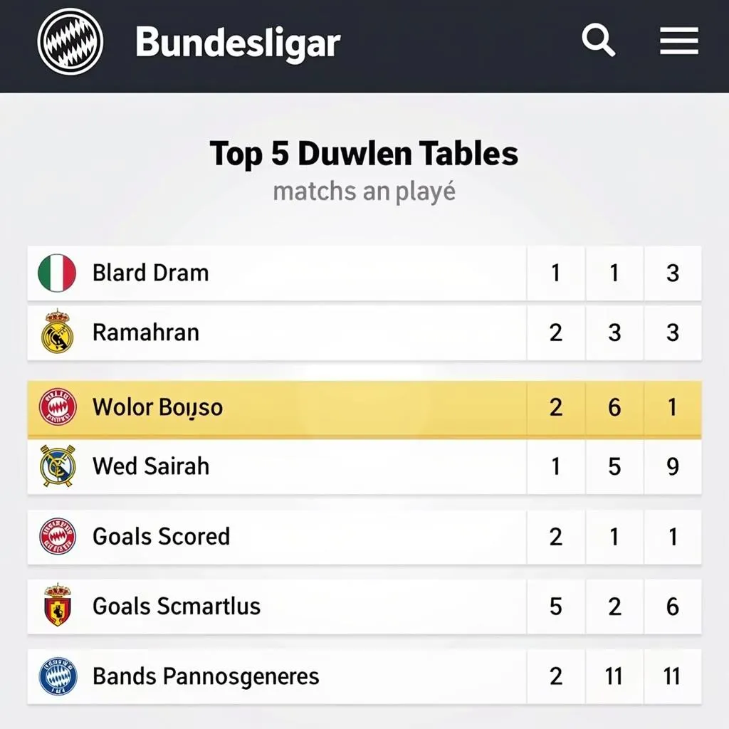 Bảng xếp hạng Đức Bundesliga