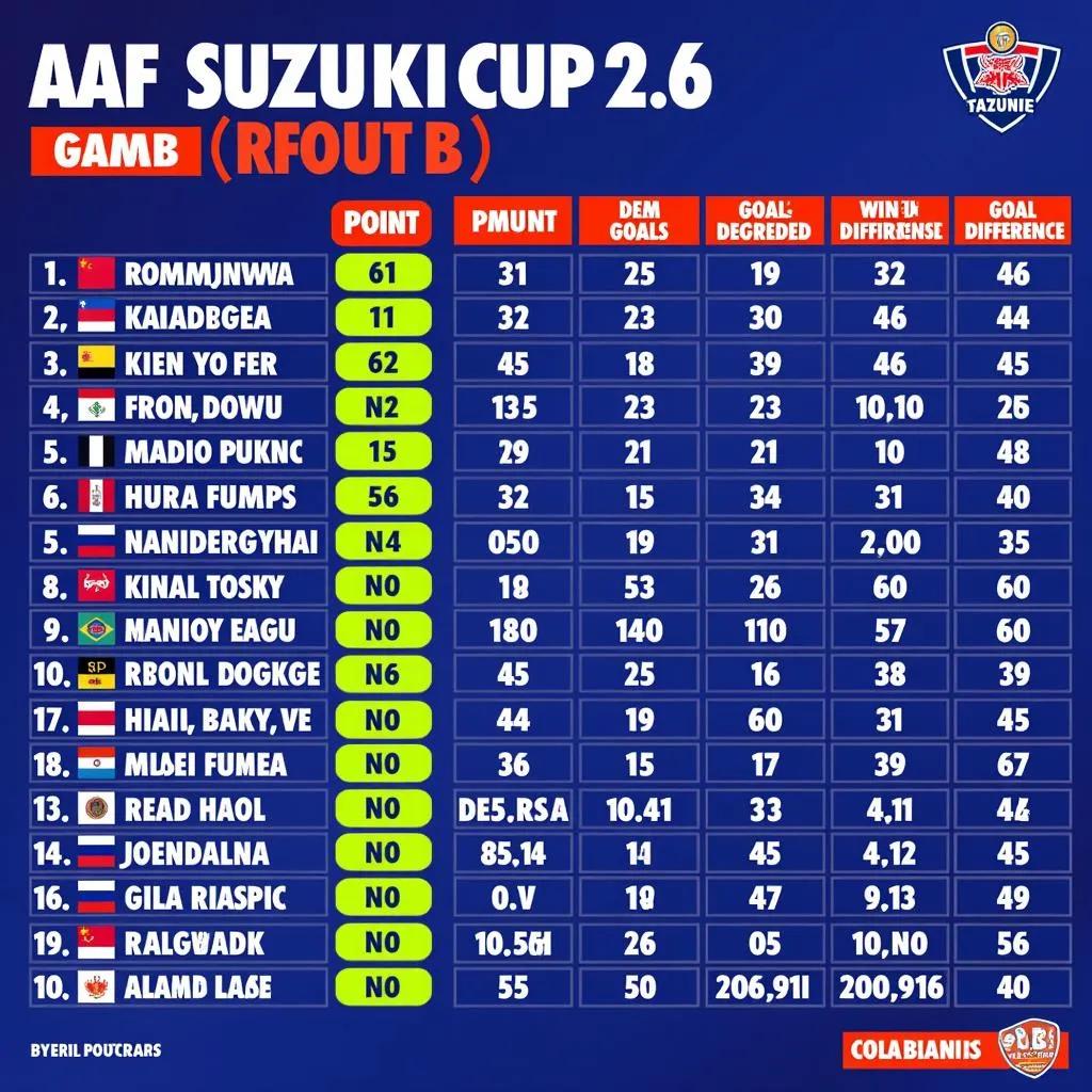 Bảng xếp hạng AFF Suzuki Cup 2021 - Bảng B