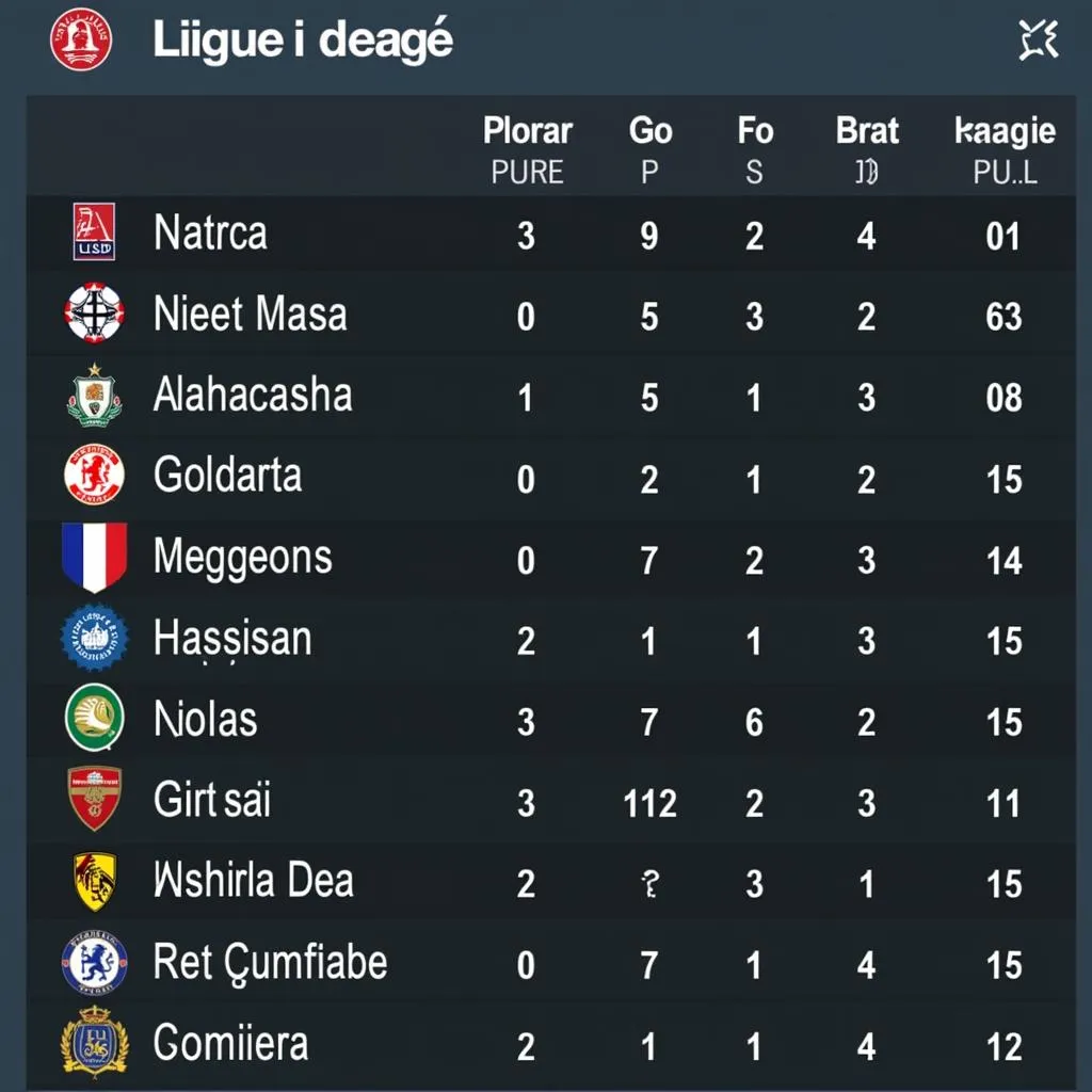 Bảng Xếp Hạng Ligue 1