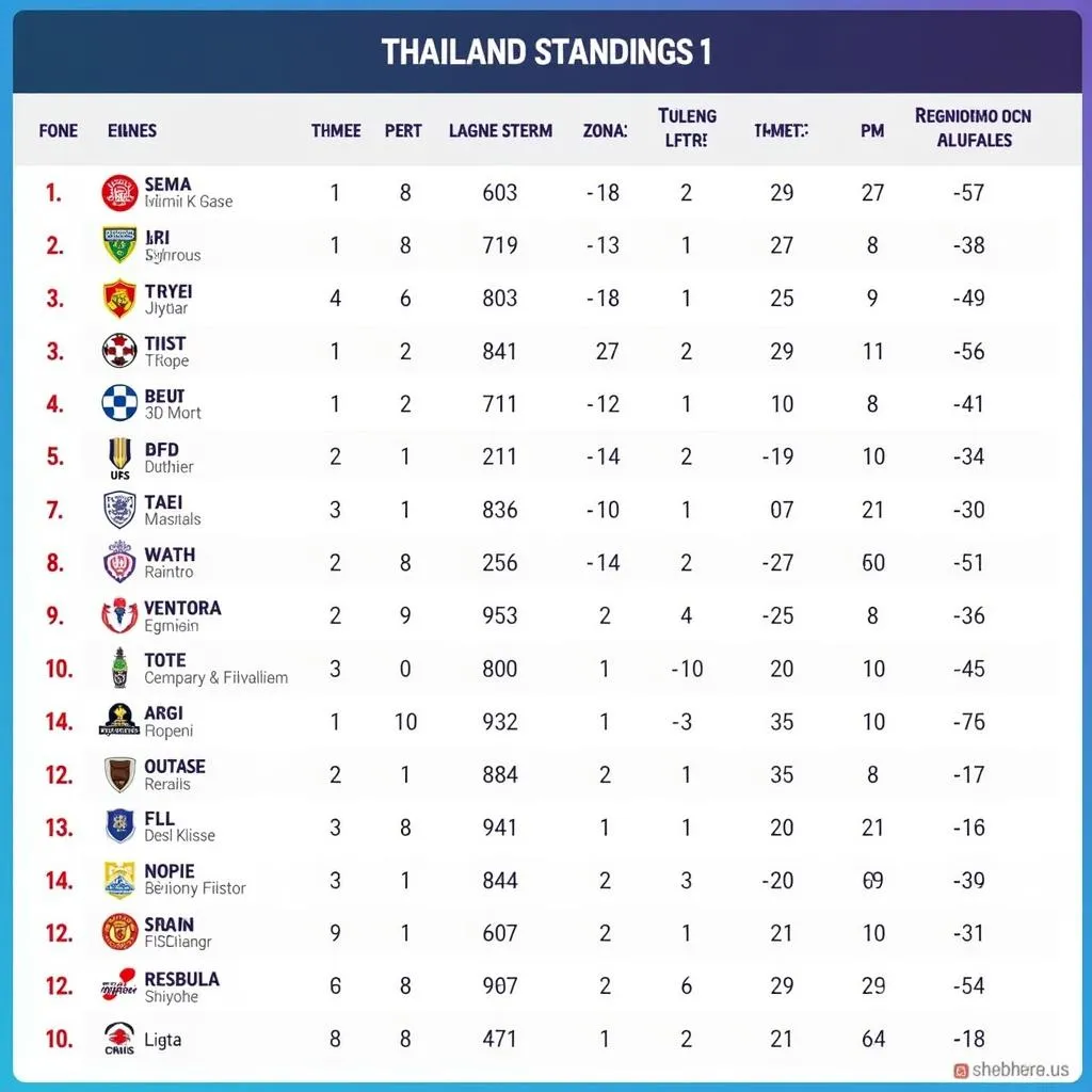 Bảng xếp hạng Thai League 1