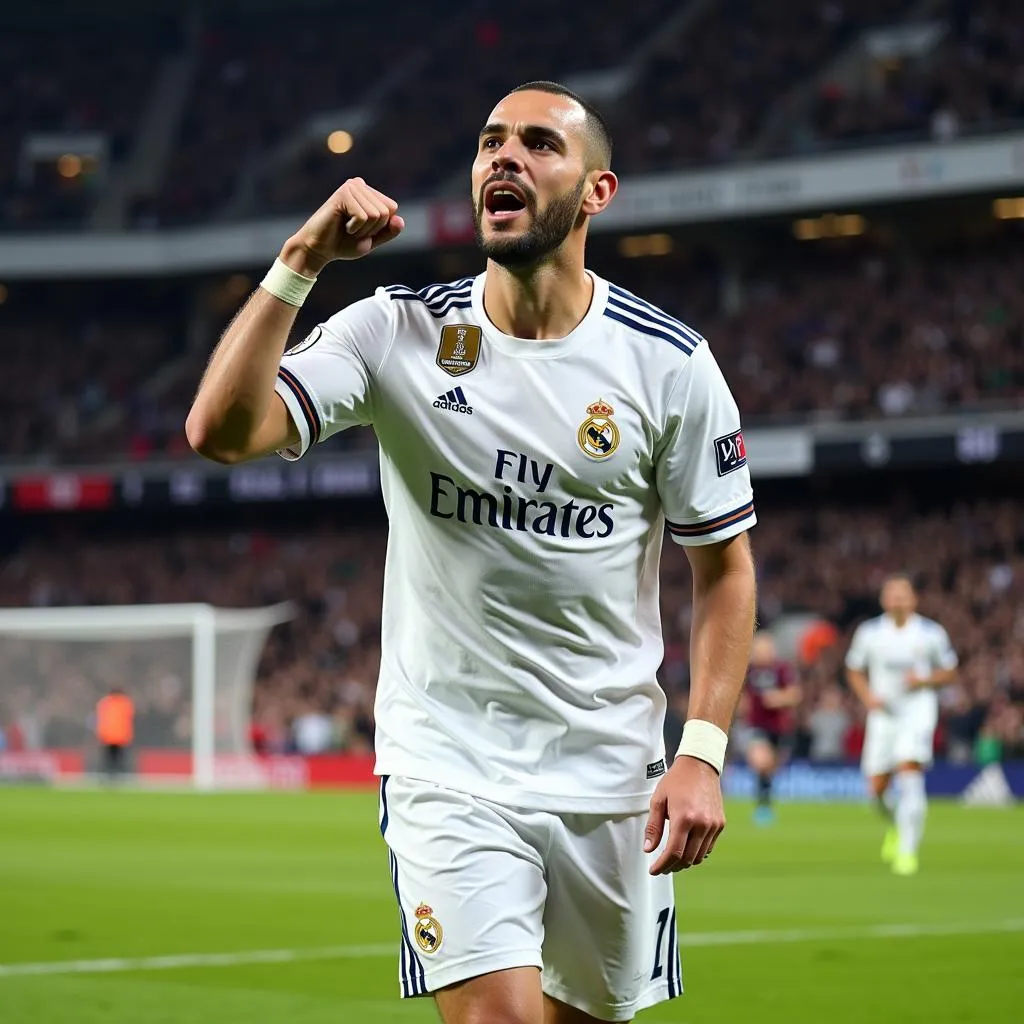 Benzema ăn mừng bàn thắng