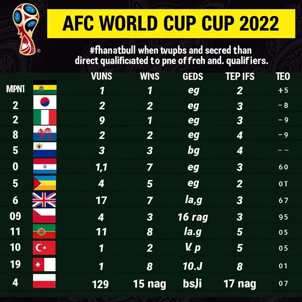 Bảng xếp hạng vòng loại World Cup 2022 châu Á top 2 đội dẫn đầu