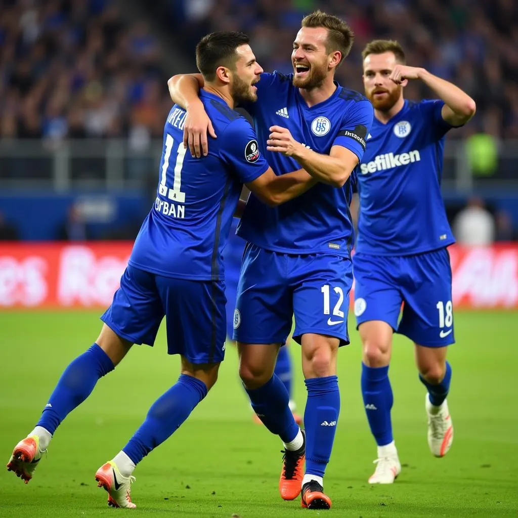 Cầu thủ Schalke 04 ăn mừng bàn thắng