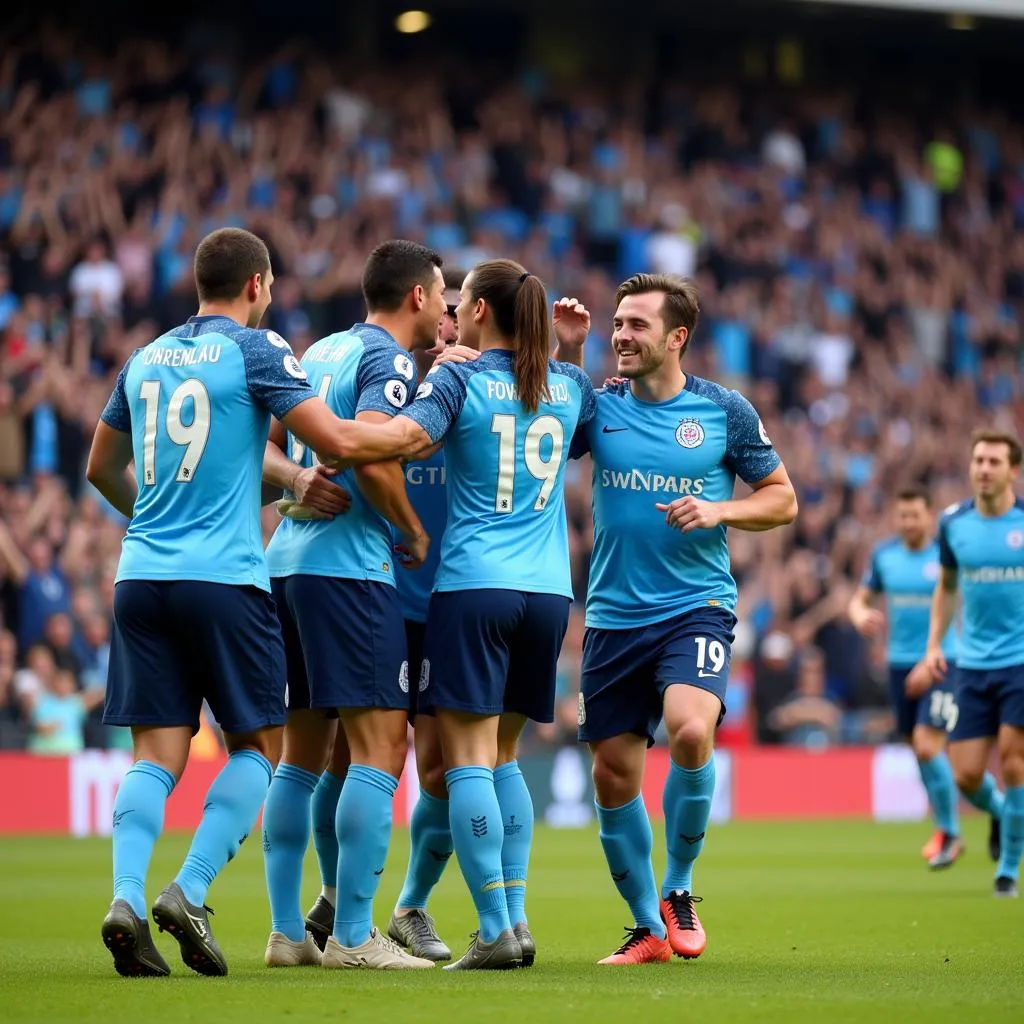 Các cầu thủ Sydney FC ăn mừng bàn thắng