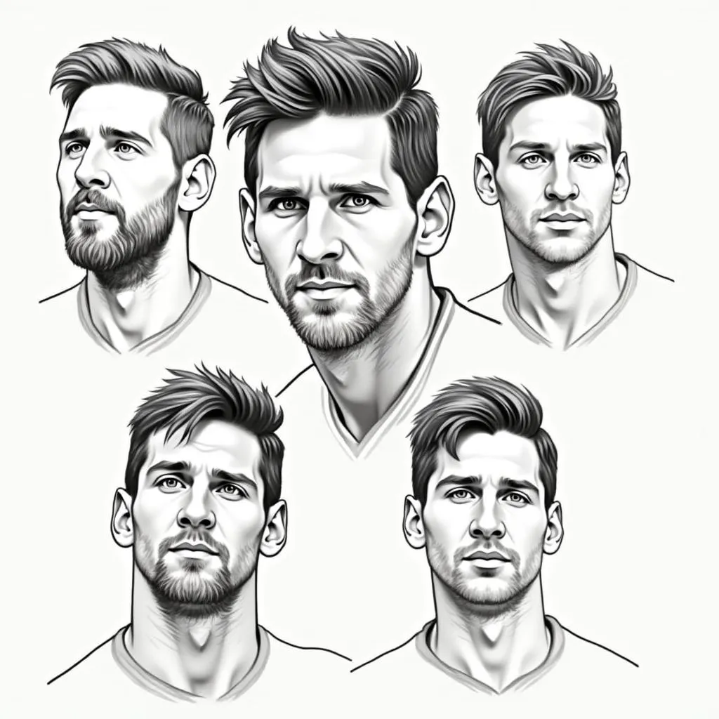 Chân dung Messi được thể hiện bằng nhiều kỹ thuật vẽ khác nhau, toát lên vẻ đẹp thuần khiết của cầu thủ vĩ đại này