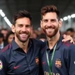 Isco và Messi trong một sự kiện từ thiện