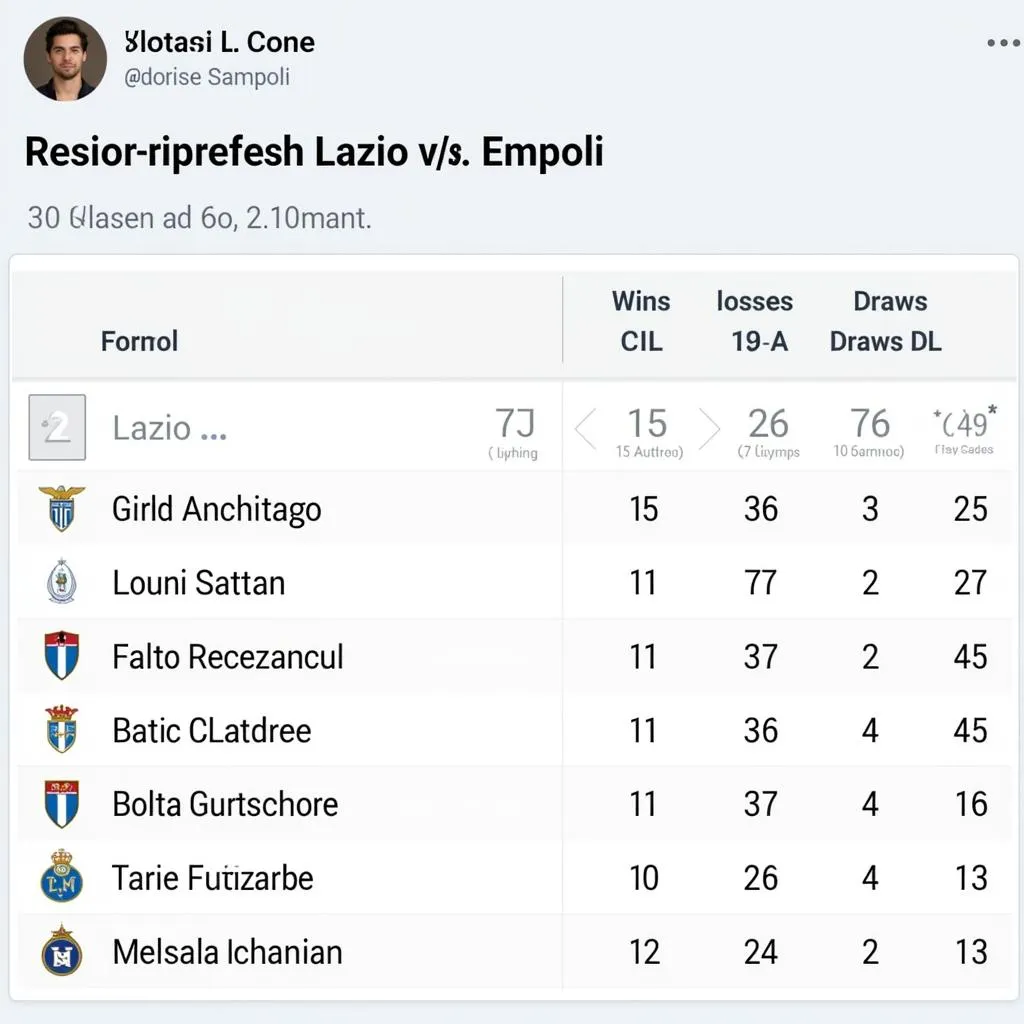 Phong độ Lazio vs Empoli