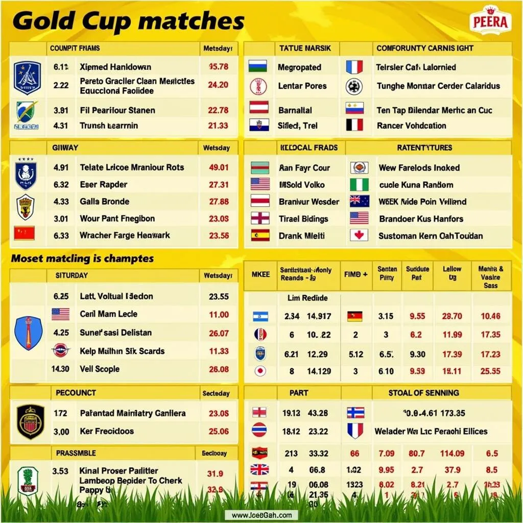 Lịch thi đấu Gold Cup