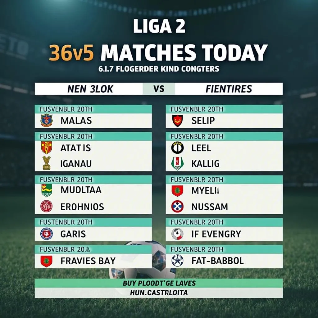 Lịch thi đấu Liga 2 hôm nay