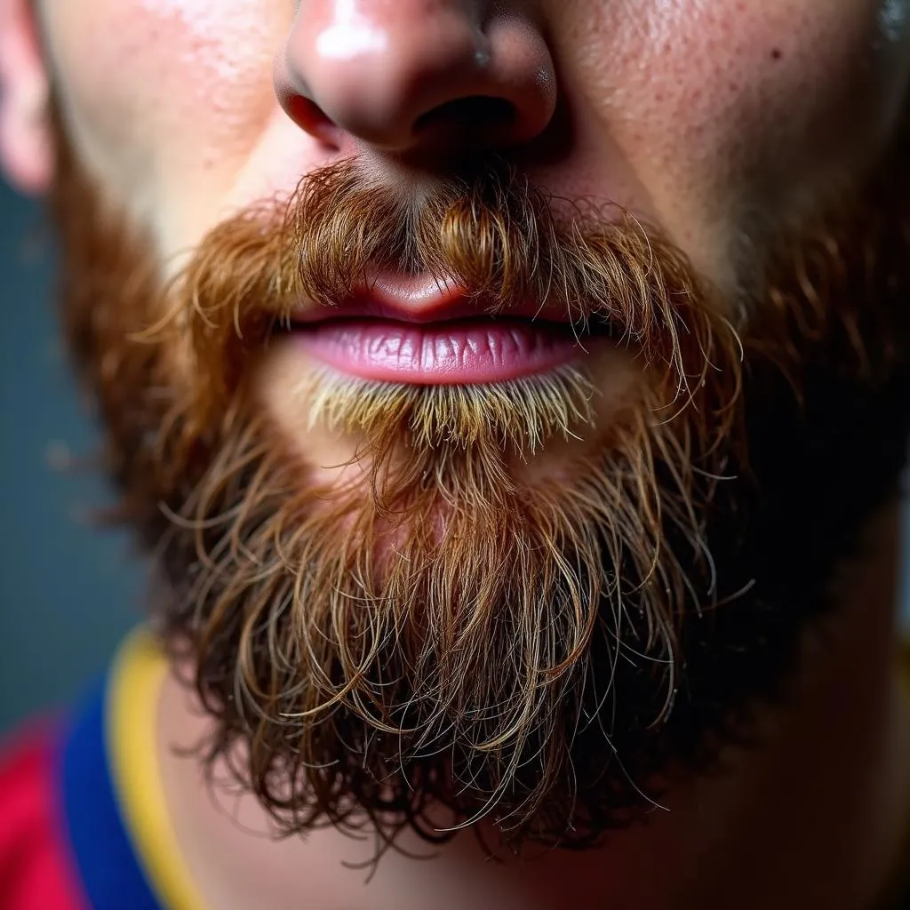 Lionel Messi beard close-up