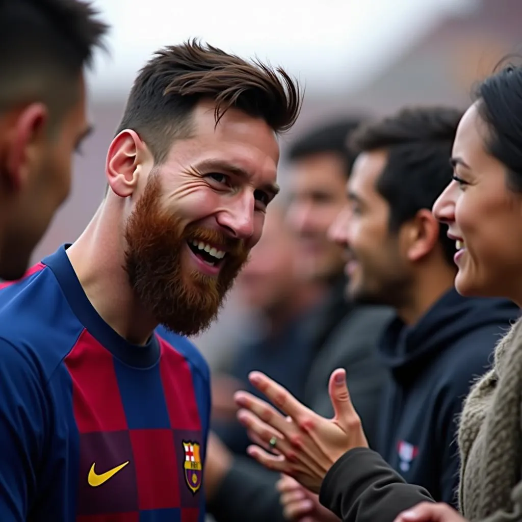 Lionel Messi interacting with fans