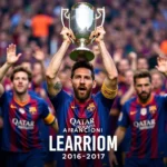 Messi nâng cao chiếc cúp vô địch La Liga mùa giải 2016-2017