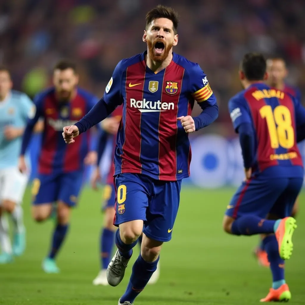 Ảnh Messi năm 2018 trong giải La Liga